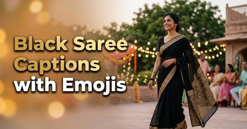 Black Saree Captions with Emojis
