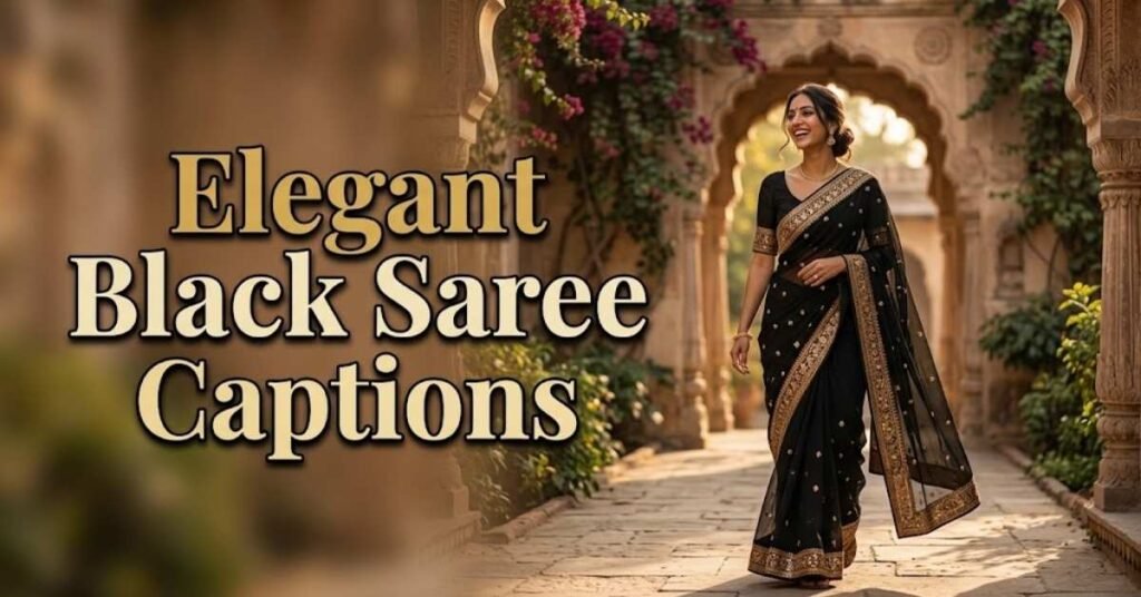 Elegant Black Saree Captions